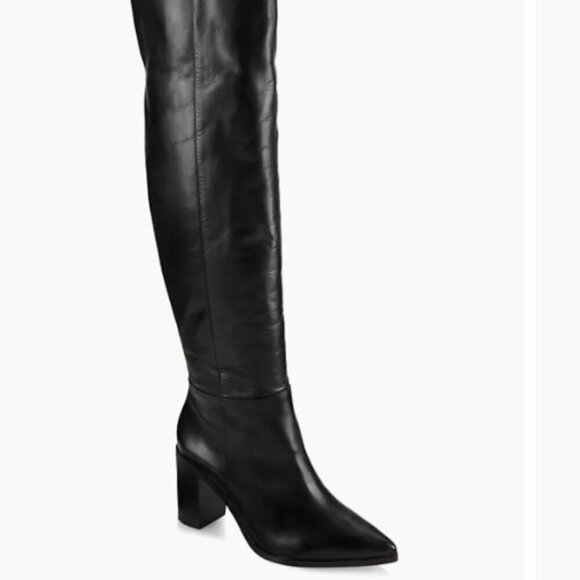 Schutz Mikki Leather Over The Knee Block Up Black Leather Boots Size 7 - Picture 2 of 14